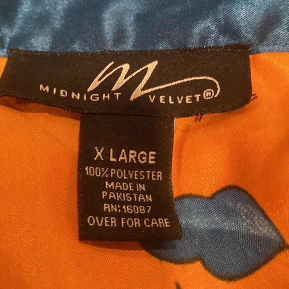 Midnight Velvet Floral Silky Robe Size XL - Picture 7 of 8